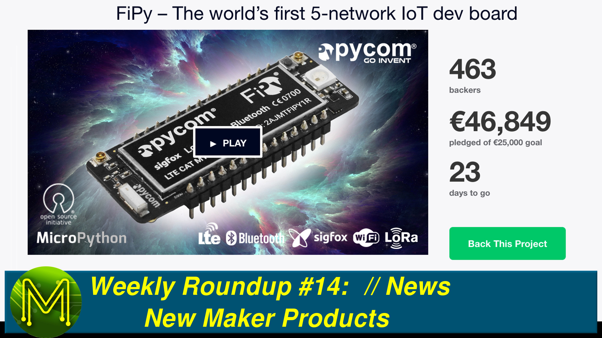 Weekly Roundup #14 - New Maker Products // News