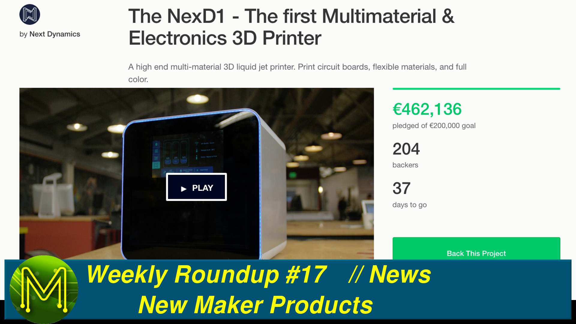Weekly Roundup #17 - New Maker Products // News