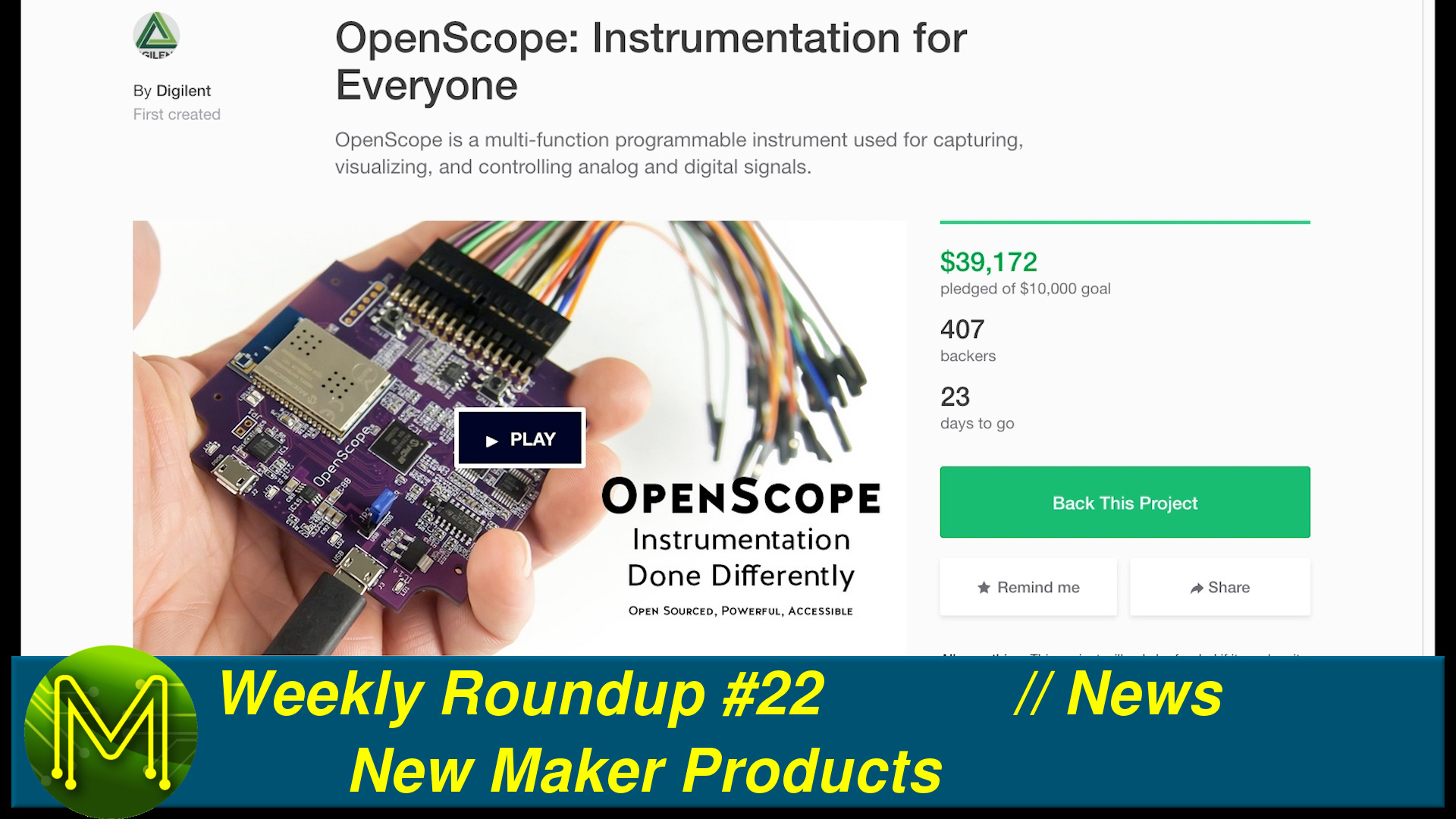 Weekly Roundup #22 - New Maker Products // News