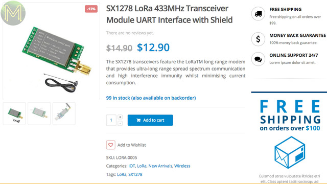 SX1278 LoRa 433MHz Transceiver Module