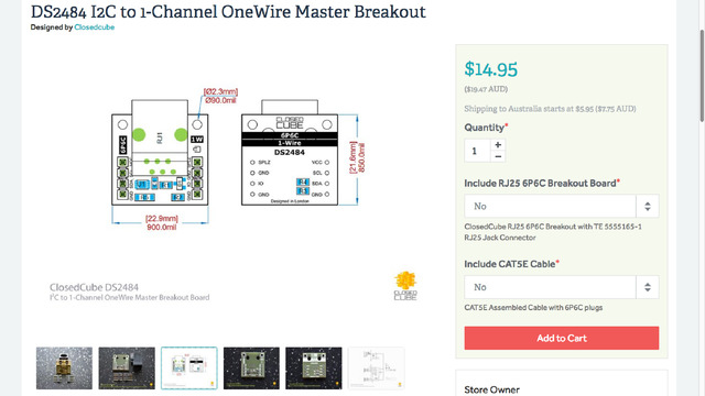 DS2484 I2C to 1-Channel OneWire Master Breakout