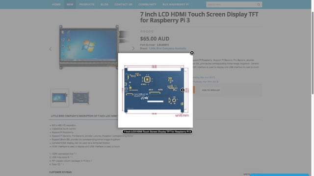 7 inch LCD HDMI TFT Touch Screen