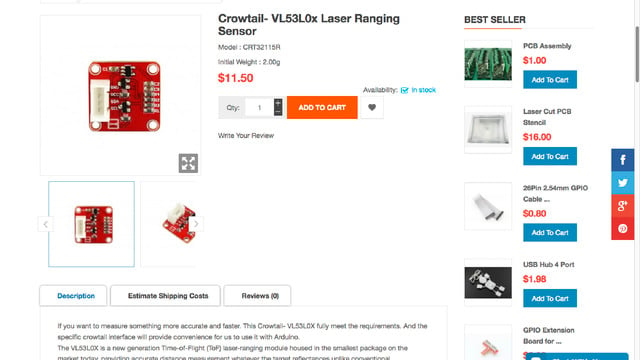 Crowtail- VL53L0x Laser Ranging Sensor