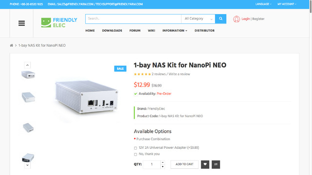 1-bay NAS Kit for NanoPi NEO