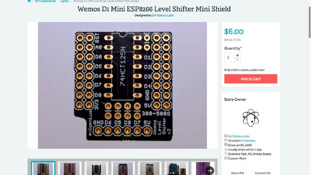 Wemos D1 Mini ESP8266 Level Shifter