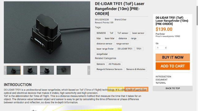 DE-LIDAR TF01 Laser Rangefinder
