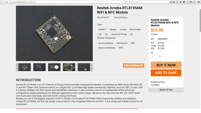 Realtek Ameba-RTL8195AM WiFi & NFC Module