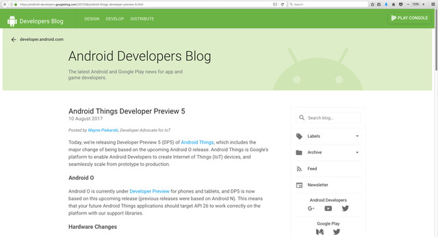 Developer Preview 5 of Android Things