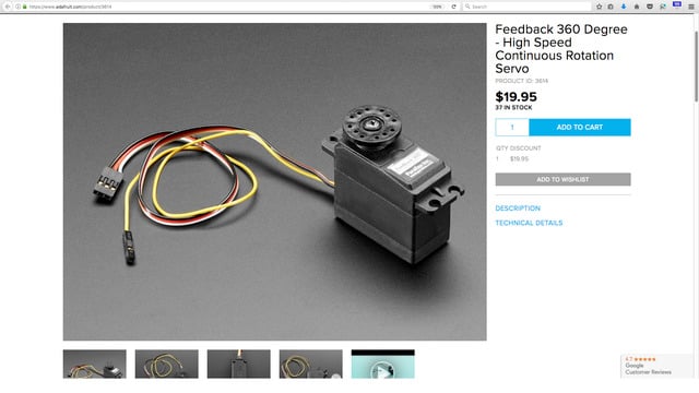Feedback 360 Degree - High Speed Continuous Rotation Servo