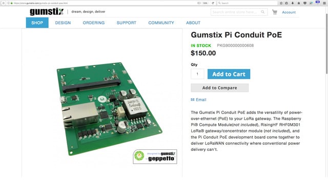 Gumstix Pi Conduit PoE