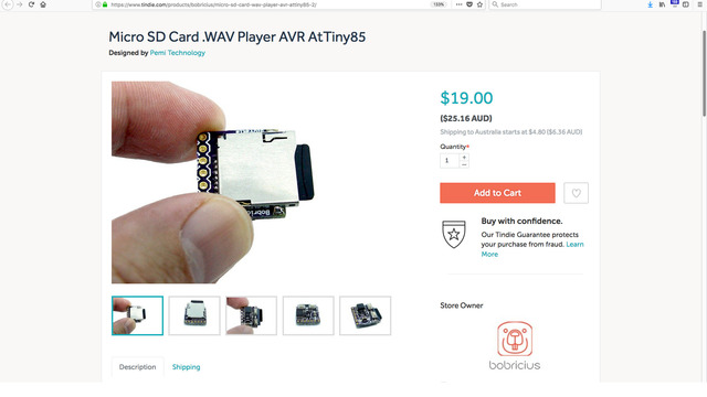 Micro SD Card .WAV Player AVR AtTiny85
