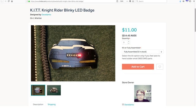 K.I.T.T. Knight Rider Blinky LED Badge