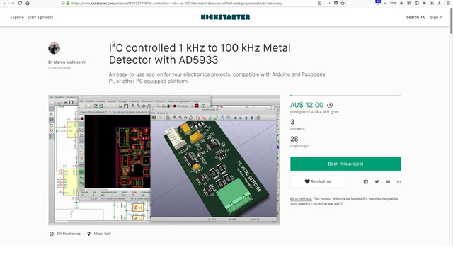 I²C controlled Metal Detector with AD5933