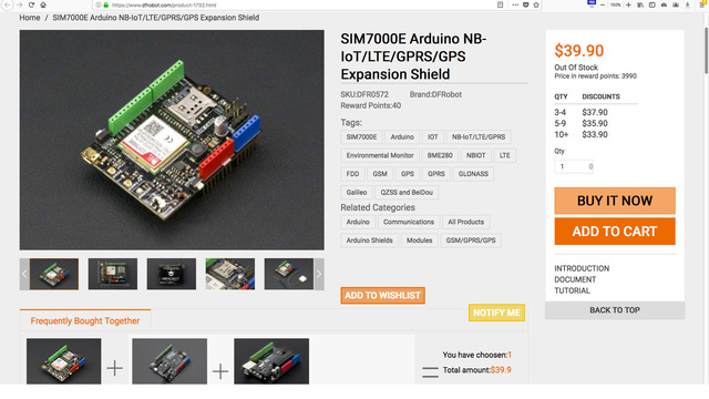 SIM7000E Arduino shield