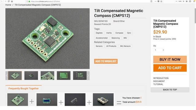 CMPS12 Tilt Compensated Magnetic Compass