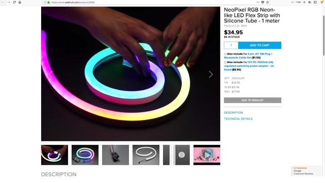 NeoPixel RGB LED strip silicone tube